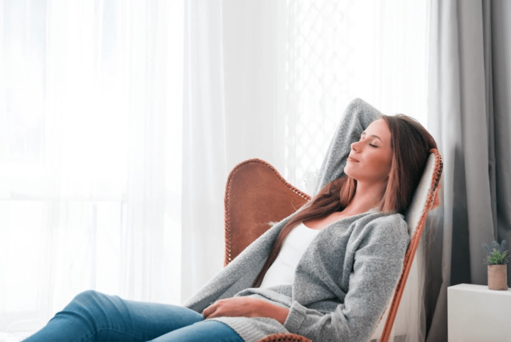 woman relaxing on the couch